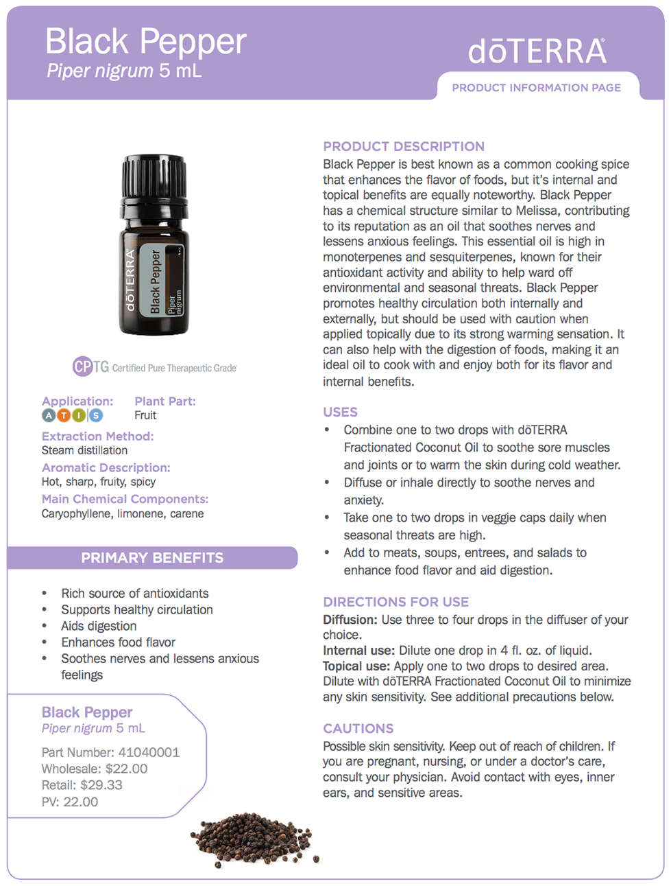 Black Pepper Doterra Essential Oil